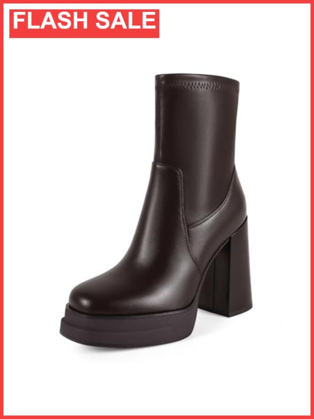 Women's Platform Ankle Booties Chunky Block Heel Faux Leather